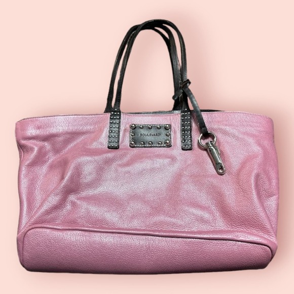 Boulevard Vintage Pink Leather Tote with built in detachable clutch - Picture 1 of 6